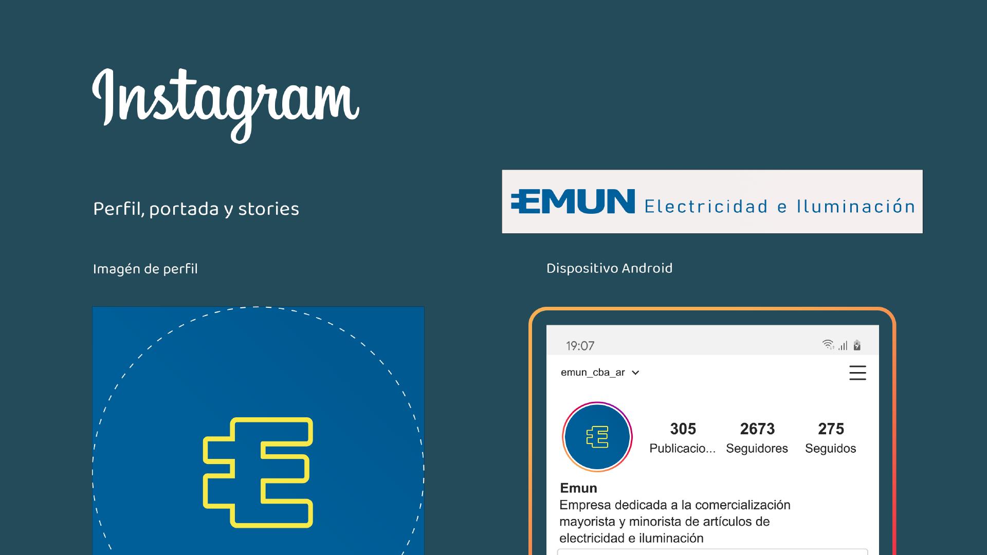 EMUN Instagram profile and story system